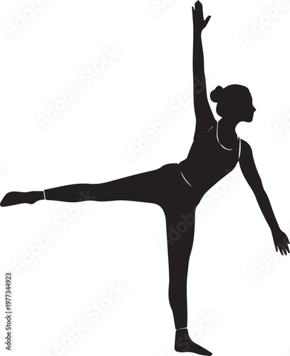 yoga, woman, half moon pose, silhouette