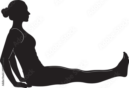 vector silhouette of woman in staff pose yoga