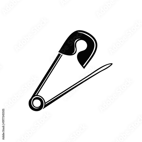 Metal Safety Pin Fastener Black Glyph Icon