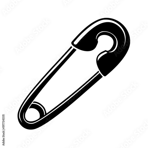 Metal Safety Pin Fastener Black Glyph Icon