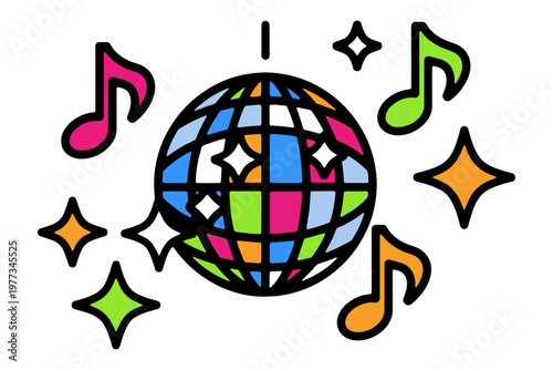 Retro Disco Icons Collection, Funky Dance Party Solid Symbols, Minimal Vector Design