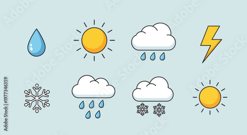 Weather forecast icons on blue background.