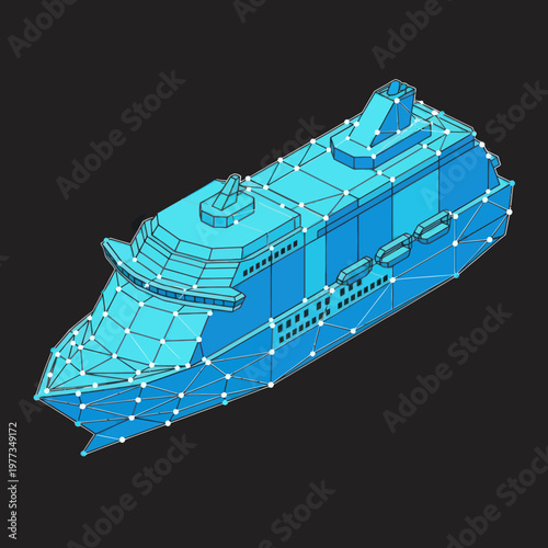 3D Model of Cruise Ship Illustration.