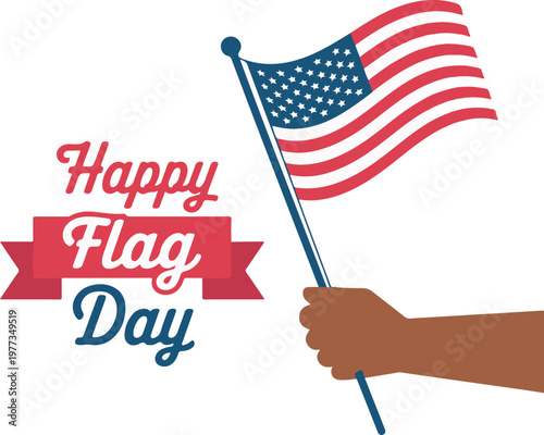 Flag Day United States on June 14 vector illustration.