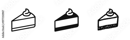 Sliced Cake Dessert Icons Set including Outline, Solid and Sketch Doodle Styles