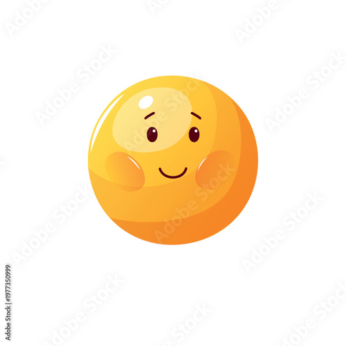 Photography Round yellow smiley face character with eyes and blush expression showing happin