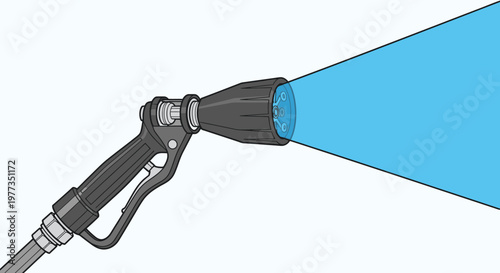 Isolated vector illustration of a gas pump nozzle as a sharp metal tool and black handle equipment object on a white background