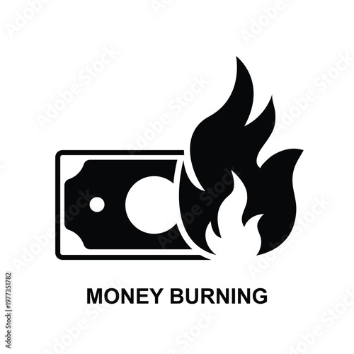 Money burning icon isolated on background vector illustration.