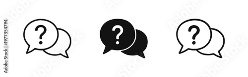 Question mark icons set, speech bubble with question symbol for support vector illustration