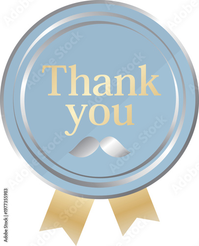 高級感のある父の日の販促エンブレム　くすみブルー＆シルバー