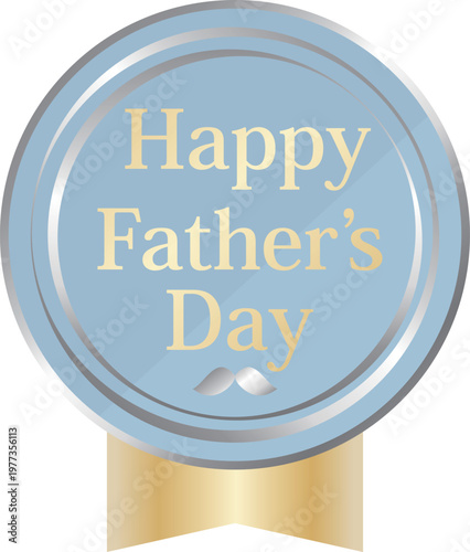 高級感のある父の日の販促エンブレム　くすみブルー＆シルバー