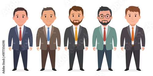 Diverse Group of Cartoon Businessmen illustration