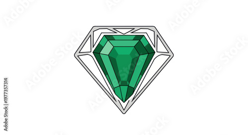 Emerald Gemstone Diamond Shape Icon Symbol, Luxury Jewel, Precious Stone