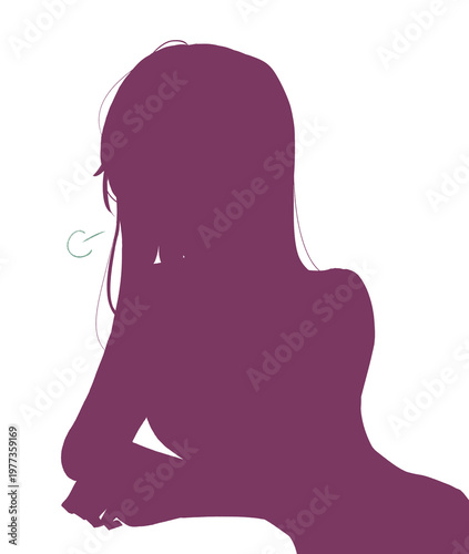 溜息をつく女性　シルエット