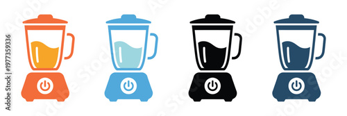 Blender icon, colorful blender vector symbol isolated, electric mixer line icon, smoothie juicer line icons for healthy kitchen and blending power