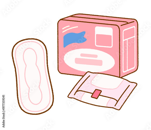 やさしいタッチの生理用品(ナプキン)イラスト｜性教育・月経