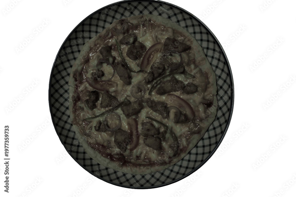 Fototapeta premium Home made pizza on a melamine plate transparent png