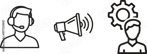 Customer Service, Support Icons, Call Center, Communication Symbols