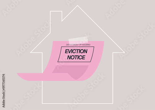 A bright pink eviction notice clings to a building, symbolizing the difficulties many residents face in urban environments where housing security is unstable and threatened daily.