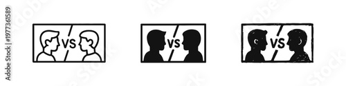 Competitive Business Strategy and Versus Comparison Graphic Icons