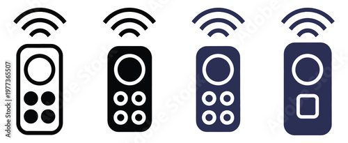 Remote, control vector icons, illustration set featuring TV, media device, electronics, gadget symbols, flat vector graphics for home appliances, apps, websites, user interface, and technology design 