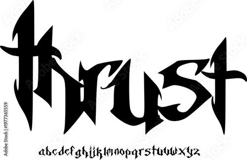 Gothic Sharp Display Font Alphabet – Medieval Blackletter Typeface with Powerful Meaning and Aggressive Blade-Like Character Style for Tattoo Art, Metal Branding, Poster Titles and Dark Typography