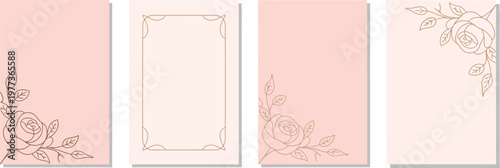 Wedding invitation template set, stylish rustic hipster cards and banners featuring calligraphy confetti and backgrounds for invitations thank you notes save the date and event stationery.