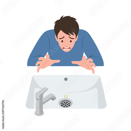 Man Panicked Over Overflowing Sink.