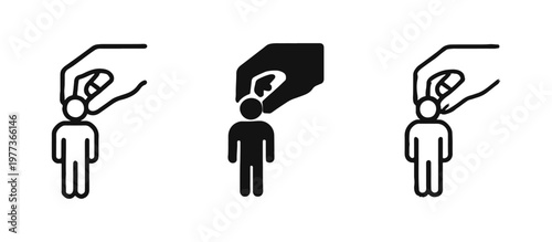 HR Recruitment and Talent Selection Icon Set - Hand Picking Employee Symbols