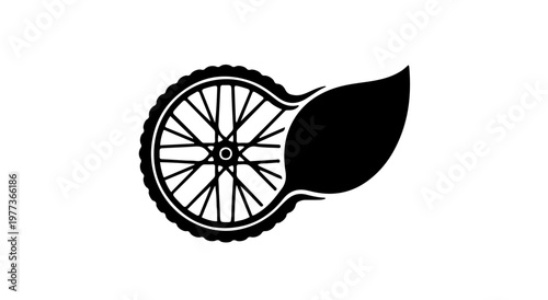 Abstract bicycle wheel morphing into a leaf, representing sustainable travel and eco-friendly mobility, a symbol of nature and cycling fusion