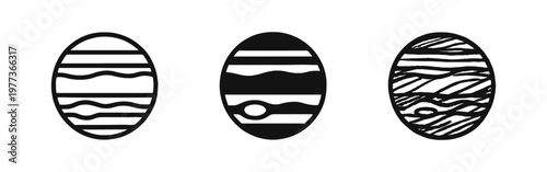 Jupiter Planet Icon Set - Astronomy and Space Exploration Symbols