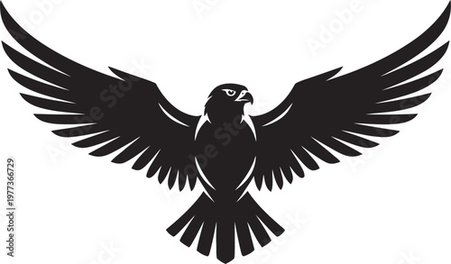 Majestic Eagle Silhouette Flying with Wings Spread Wide.