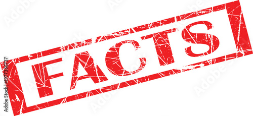 A red stamp with the word facts on a white background