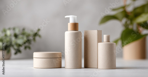 Minimalist natural skincare product packaging set