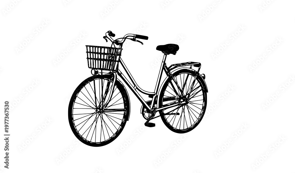 Fototapeta premium Retro bicycle vector illustration classic old bike design with basket