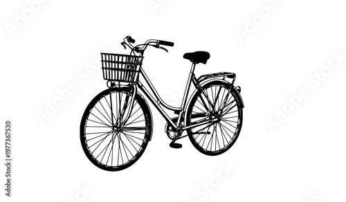 Retro bicycle vector illustration classic old bike design with basket