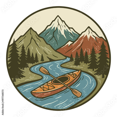kayak illustration, kayaking outdoor , camping kayak, river kayak svg