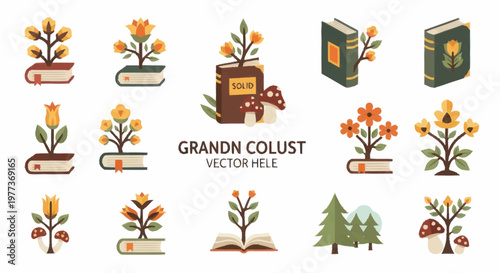 Vector illustration of growing flowers.