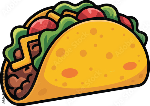 Cute cartoon a illustrator vector taco