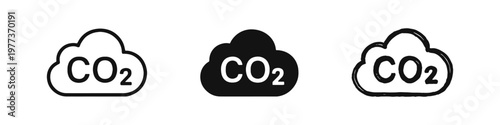 CO2 Carbon Dioxide Cloud Icon Set for Environmental Pollution Concepts