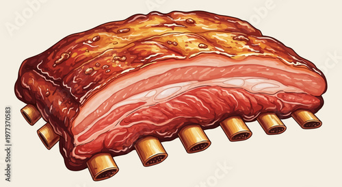 Deliciously Grilled and Smoked Pork Ribs with Golden Brown Texture