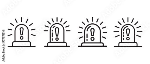 Warning lights icons set. with exclamation marks, indicating alert or danger signals.
