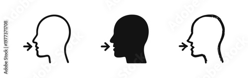 Inhalation Icon Set Showing Human Breathing Process