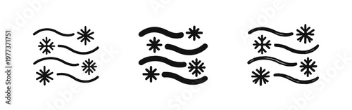 Blizzard and Blowing Snow Weather Icons in Three Styles