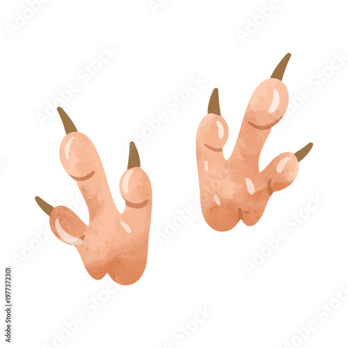 Dinosaur claw footprints vector illustration, hand drawn watercolor painting style, dinosaur clip art, dinosaur foot print clip art
