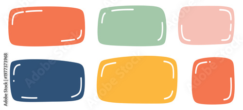 Doodle, shapes and frames for social media, color abstract isolated text boxes with punctuation signs, speech bubble blobs for dialog, kids drawing style, vector illustration, flat design graphics for