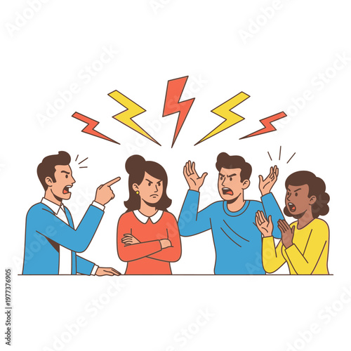 Angry people arguing, conflict, disagreement, stress, negative emotions, communication breakdown