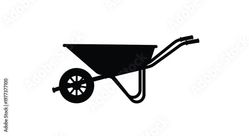 Black wheelbarrow illustration against a white background a striking silhouette