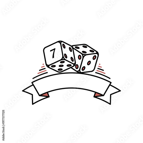 Dice with Ribbon Banner - Luck, Chance, Gambling, Game, Winning