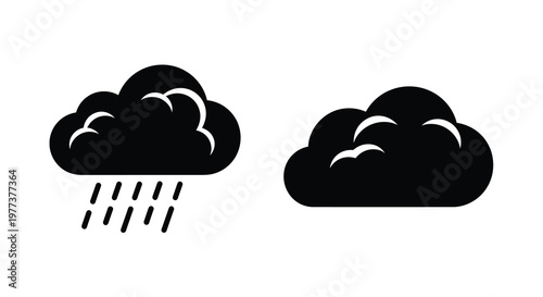 Two black clouds with rain a striking weather silhouette